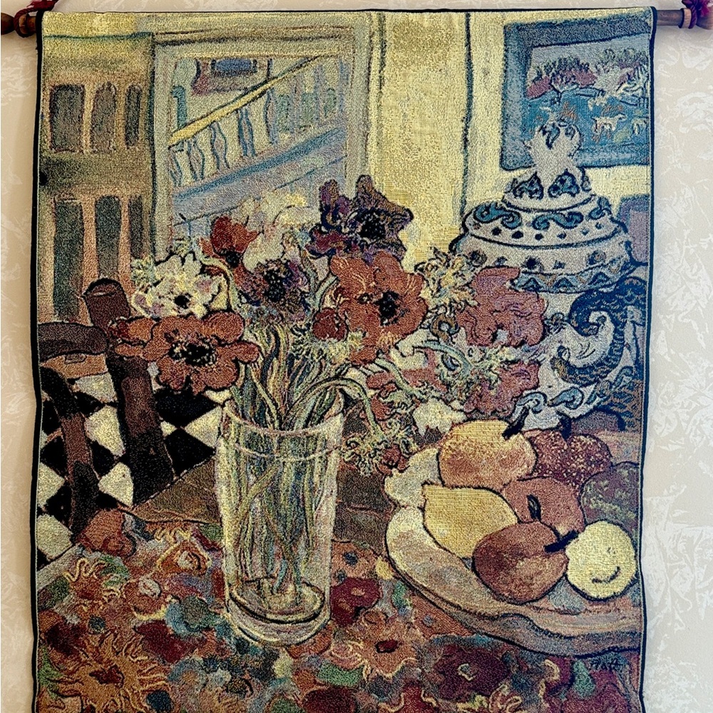 Lorraine Platt Anemones Woven Floral Tapestry Wall Hanging. 28 x 25”